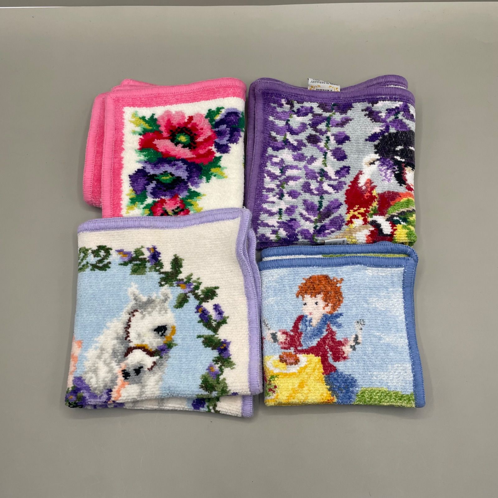 美品 FEILER フェイラー タオルハンカチ まとめ 4点セット 花柄
