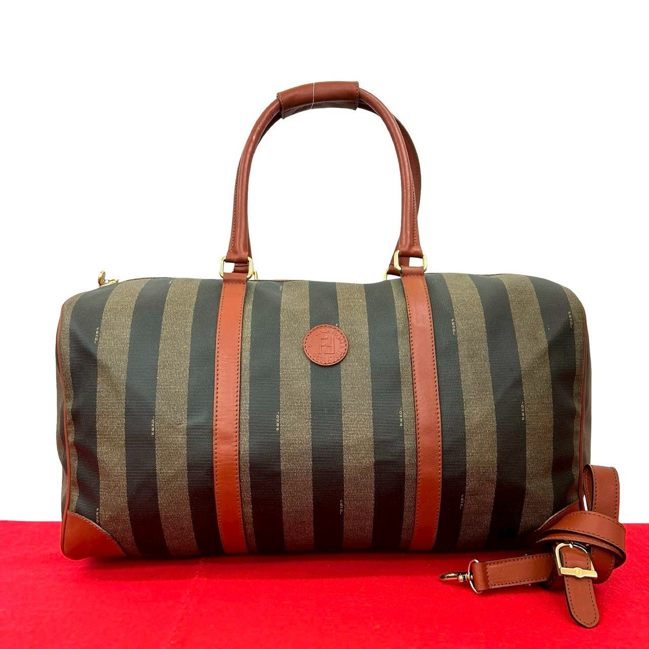 極 美品 FENDI フェンディ ペカン 柄 FF モチーフ レザー 2way 