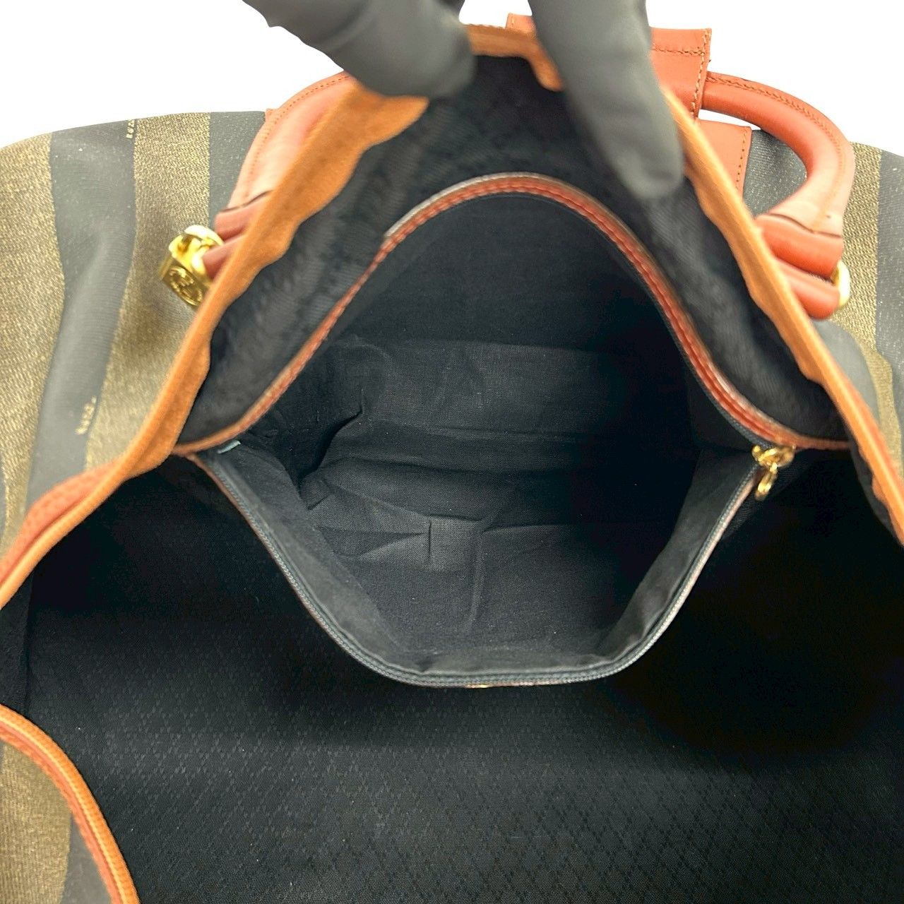 極 美品 FENDI フェンディ ペカン 柄 FF モチーフ レザー 2way 