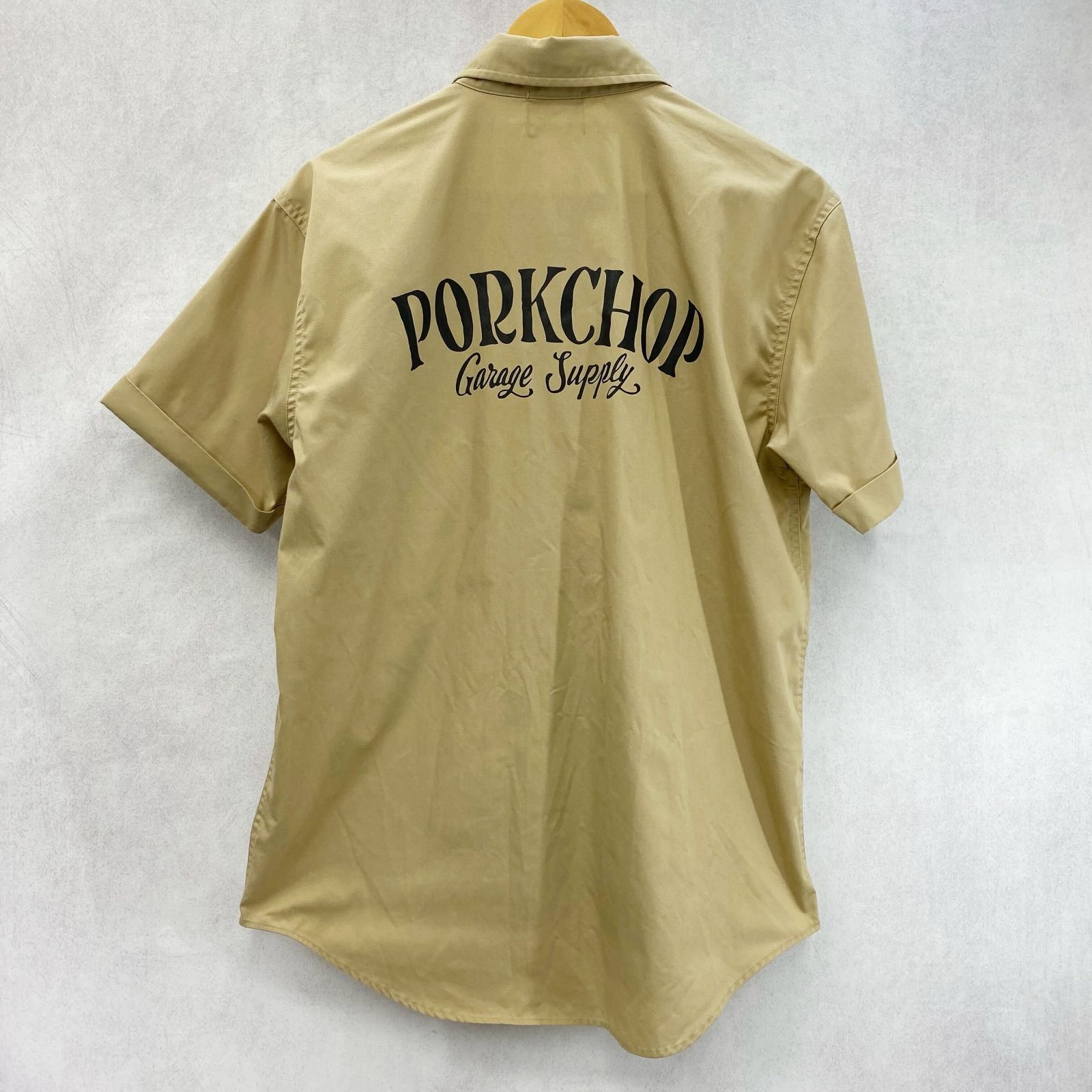 PORKCHOP GARAGE SUPPLY ワークシャツ 半袖シャツ M ベージュ メンズ 