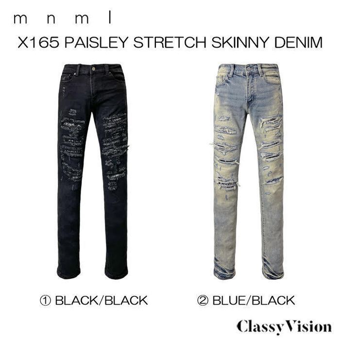eyden着用】【エイデン着用】mnml X165 PAISLEY STRETCH SKINNY DENIM