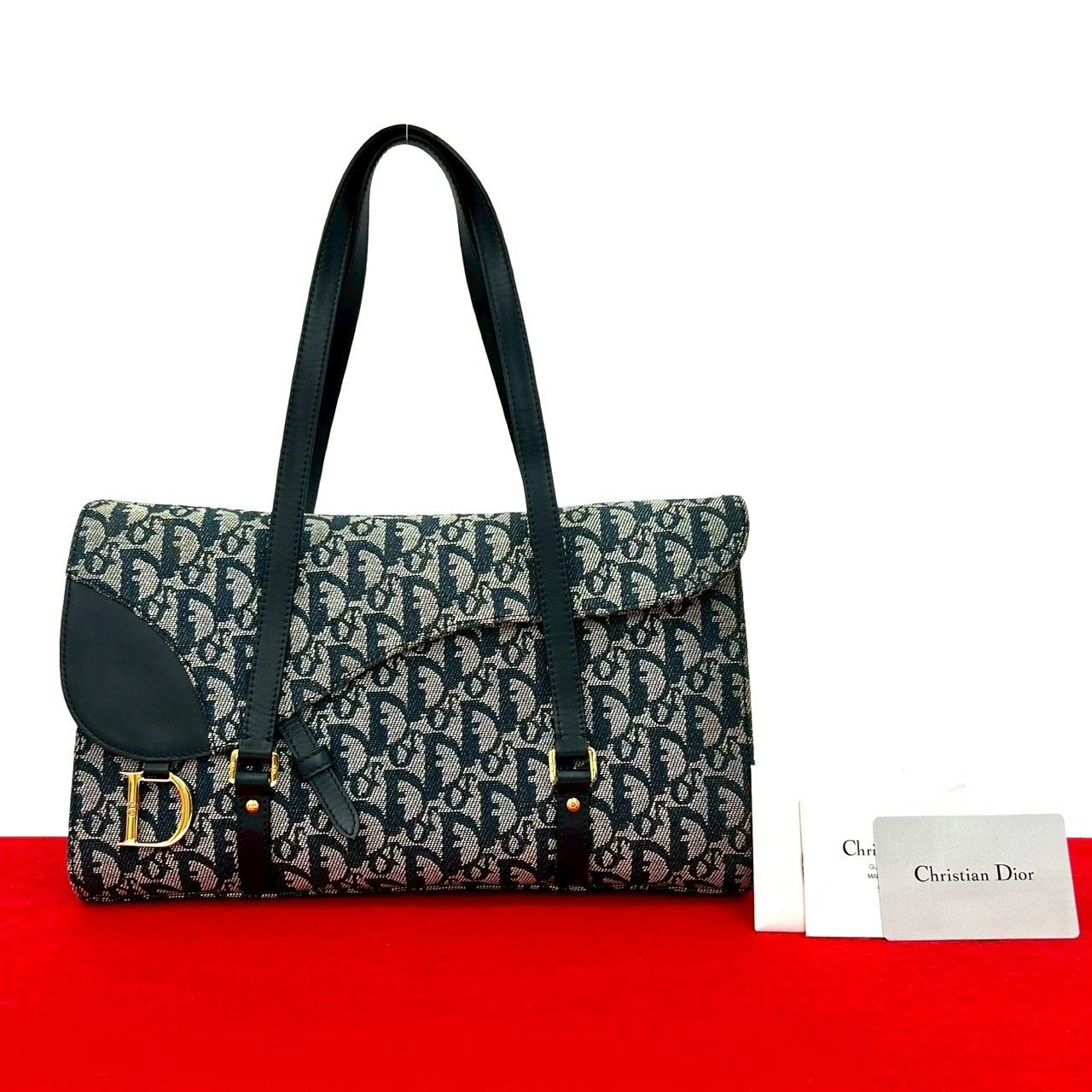 極 美品 Christian Dior ディオール サドルバッグ トロッター 柄