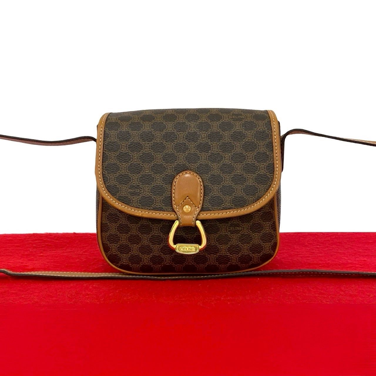 極 美品 CELINE セリーヌ ヴィンテージ マカダム ブラゾン 柄 レザー 