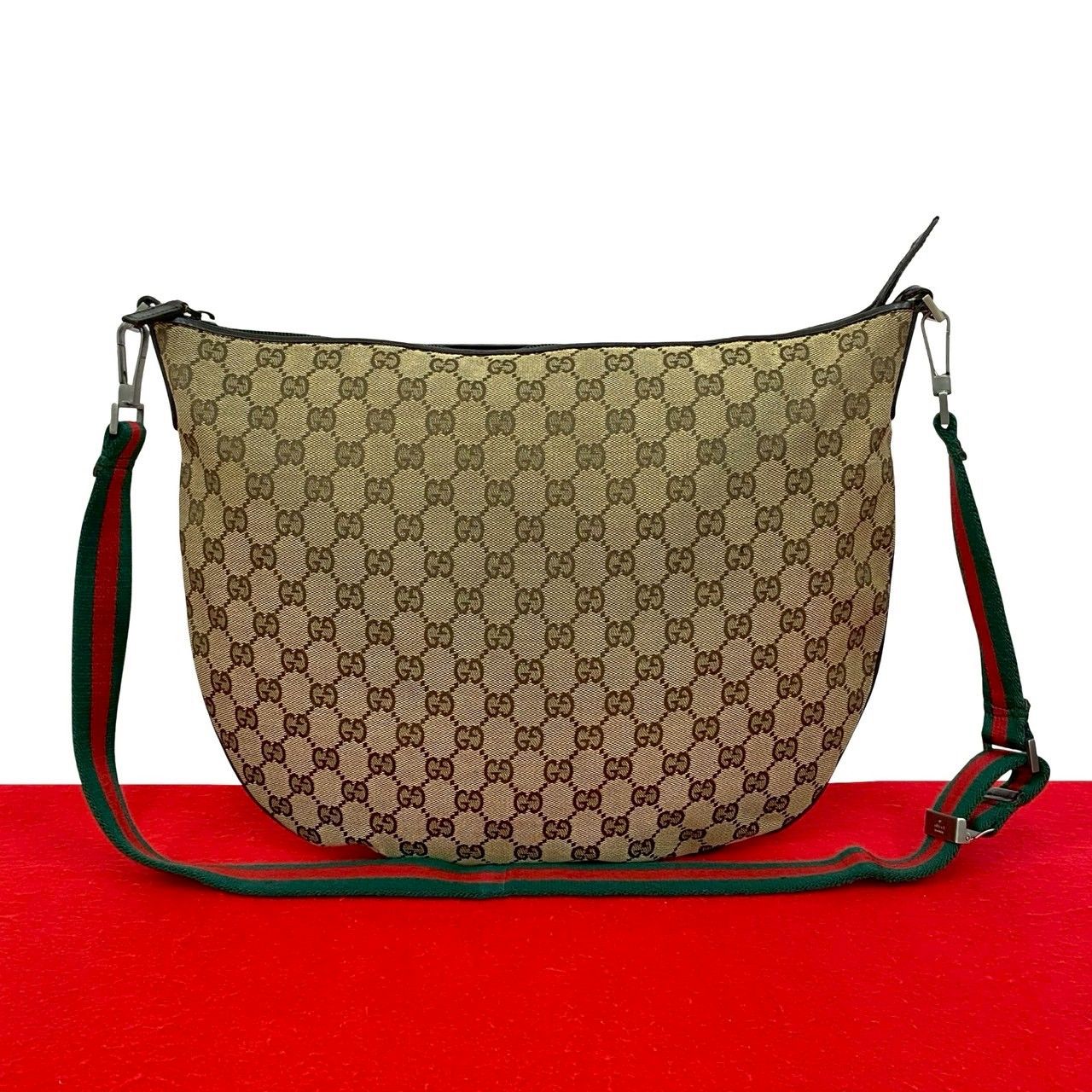 GUCCI グッチ ショルダーバッグ GG柄 キャンバス レザー ロゴ 斜め掛け