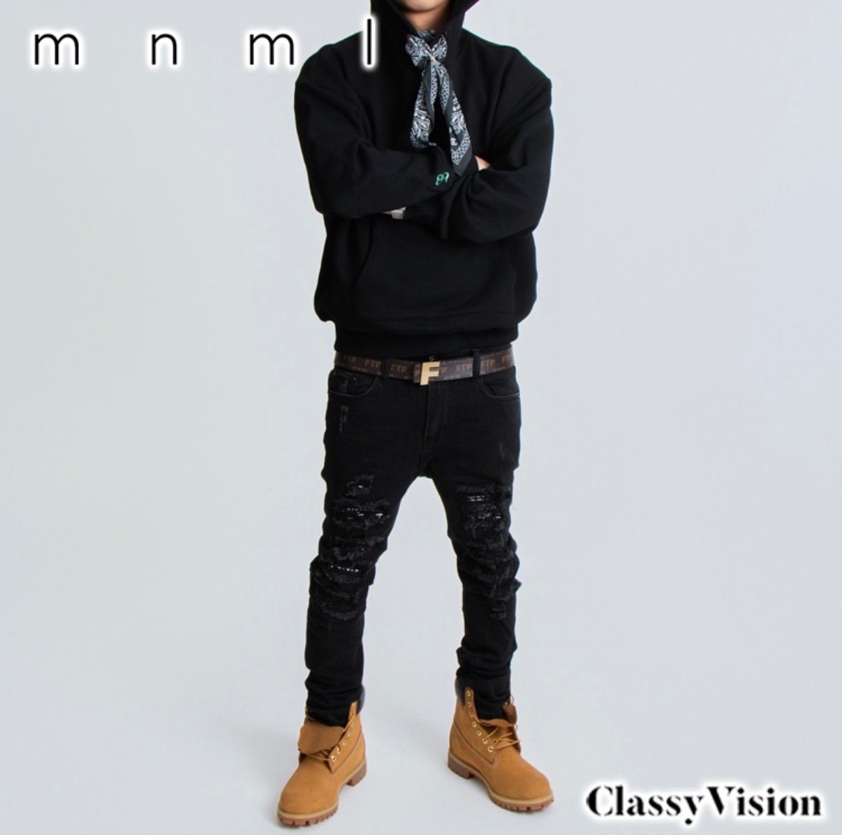 eyden着用】【エイデン着用】mnml X165 PAISLEY STRETCH SKINNY DENIM