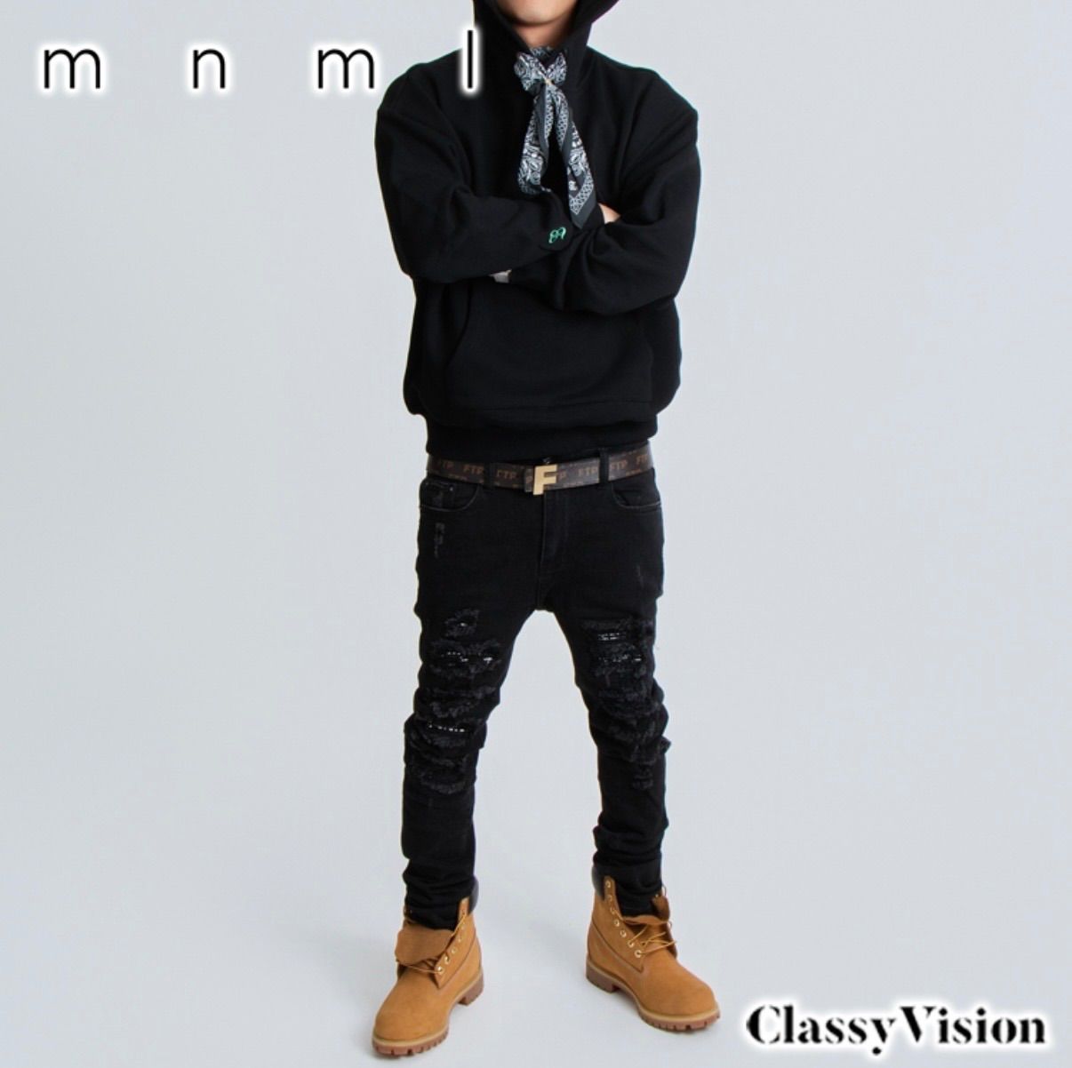 eyden着用】【エイデン着用】mnml X165 PAISLEY STRETCH SKINNY DENIM
