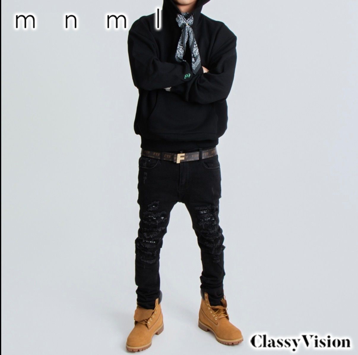 eyden着用】【エイデン着用】mnml X165 PAISLEY STRETCH SKINNY DENIM 