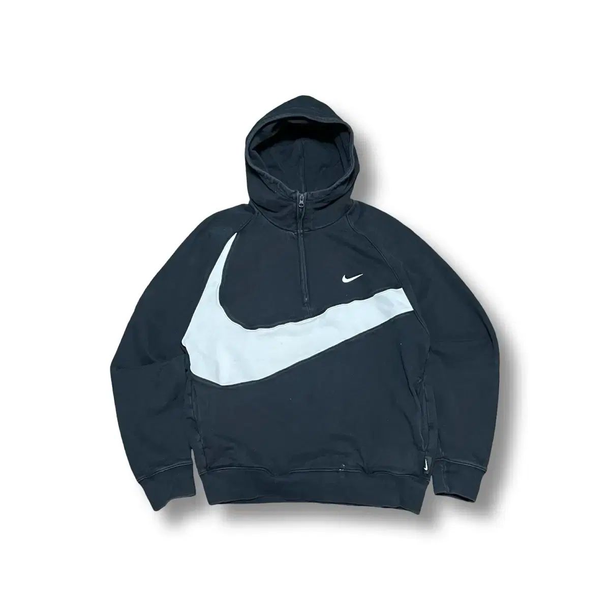 L NIKE ビックスウォッシュ フード ハーフジップアップ ブラック