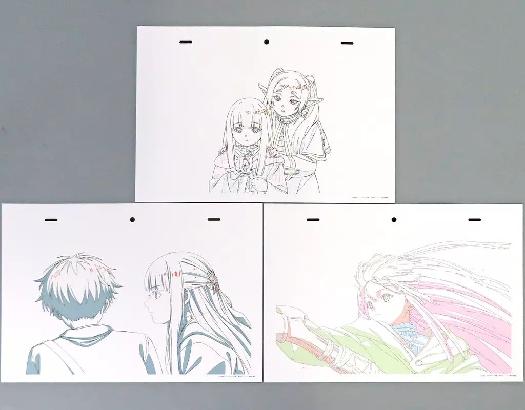 [Used] Original Picture Illustration Board Funeral Freelen Replica GENGA Set of 3 C