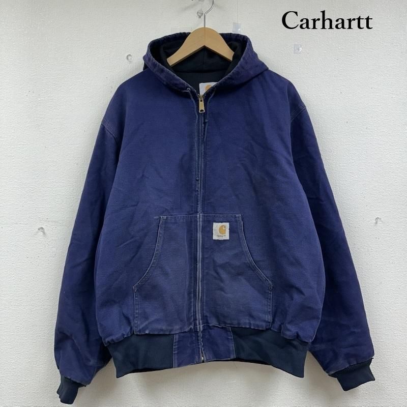 星タグ　Carhartt JR102 フーデッドジャケット ネイビー L カーハート 90s 星タグ ダック アクティブ ジャケット JR102 USA製