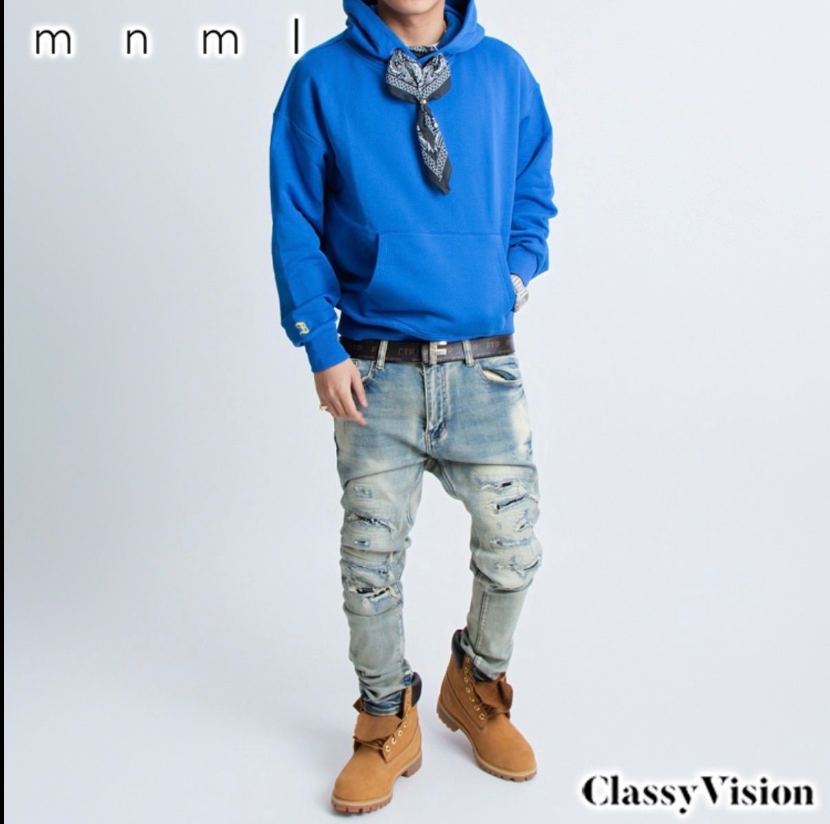 eyden着用】【エイデン着用】mnml X165 PAISLEY STRETCH SKINNY DENIM