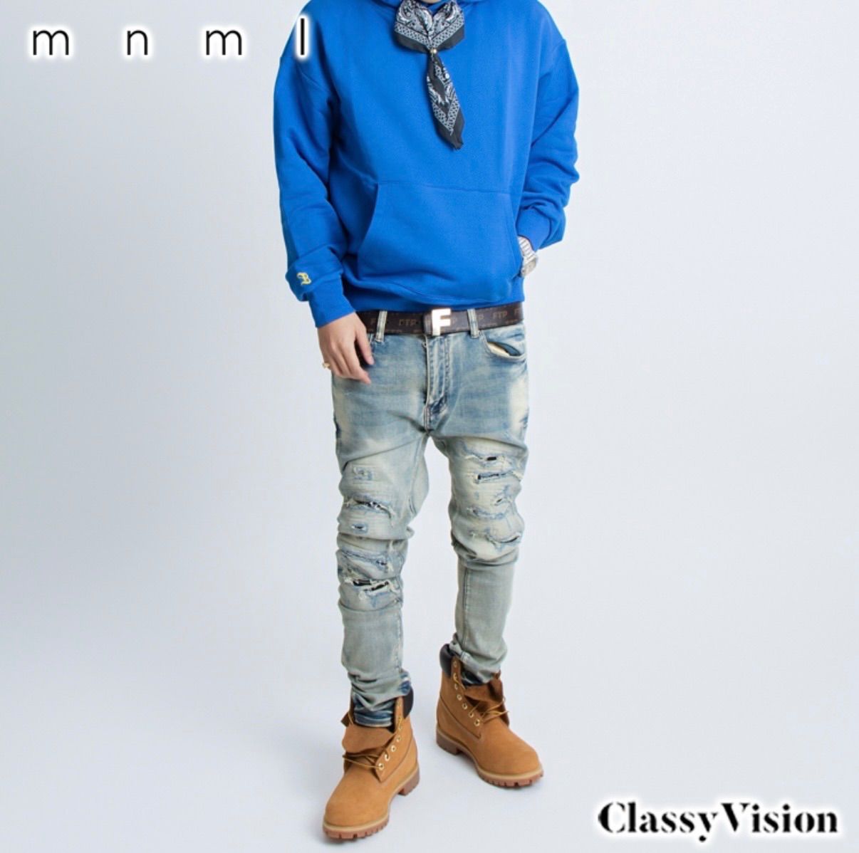 eyden着用】【エイデン着用】mnml X165 PAISLEY STRETCH SKINNY DENIM 