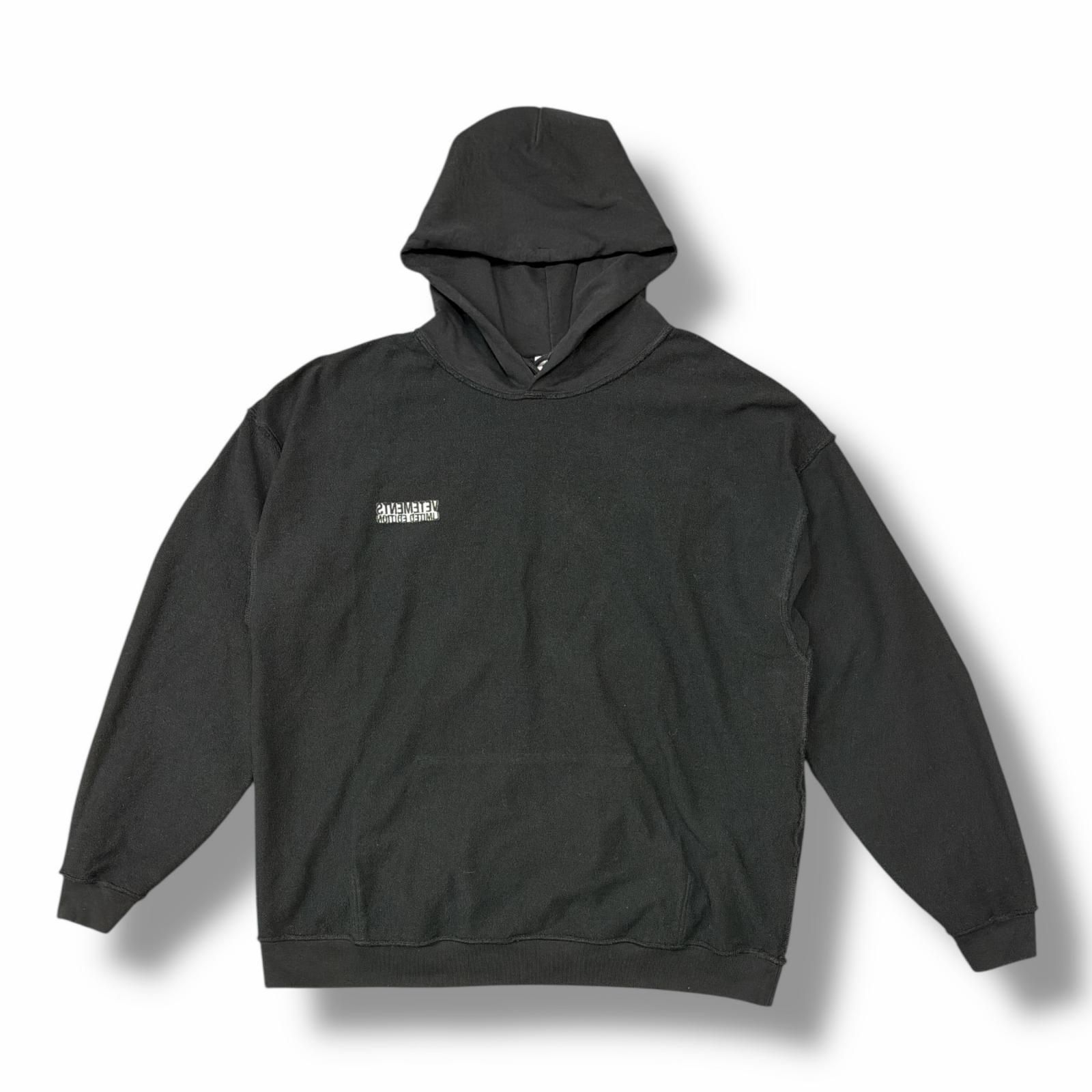 VETEMENTS 22AW ALL BLACK INSIDE OUT HOODIE インサイドアウト 
