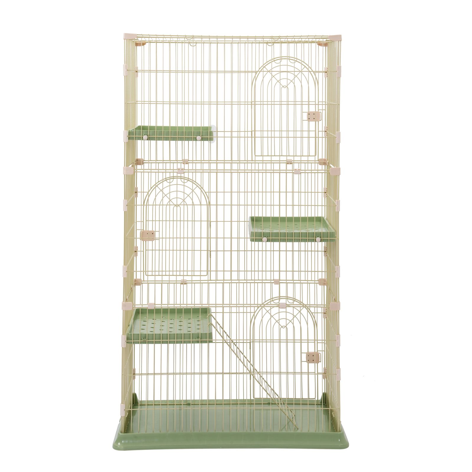「新入荷」全新品 猫 ケージ キャットケージ 3段 猫ゲージ おしゃれ キャットハウス ネコ ハウス 多段 留守番 保護 脱走防止 多頭飼い 多頭 ペットケージ【グリーン】 1年保証付き