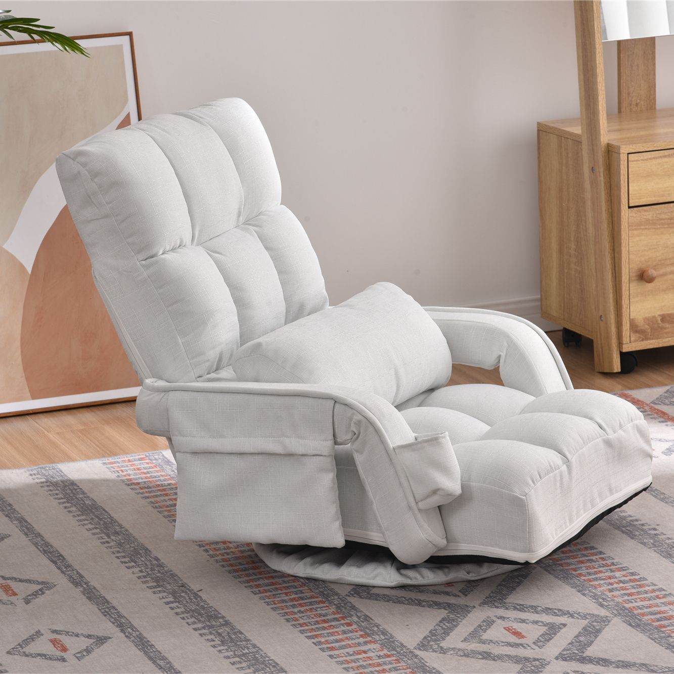  新入荷 全 回転式座椅子 肘掛け ハイバック 座いす リクライニング 1人掛けソファー フロア ソファー リラックスチェア 折りたたみ リクライニングチェアー ファブリック 座イス おしゃれ 椅子 チェアー いす コンパクトソファ 2人掛け 3人掛けソファ ソファ ソファベッド