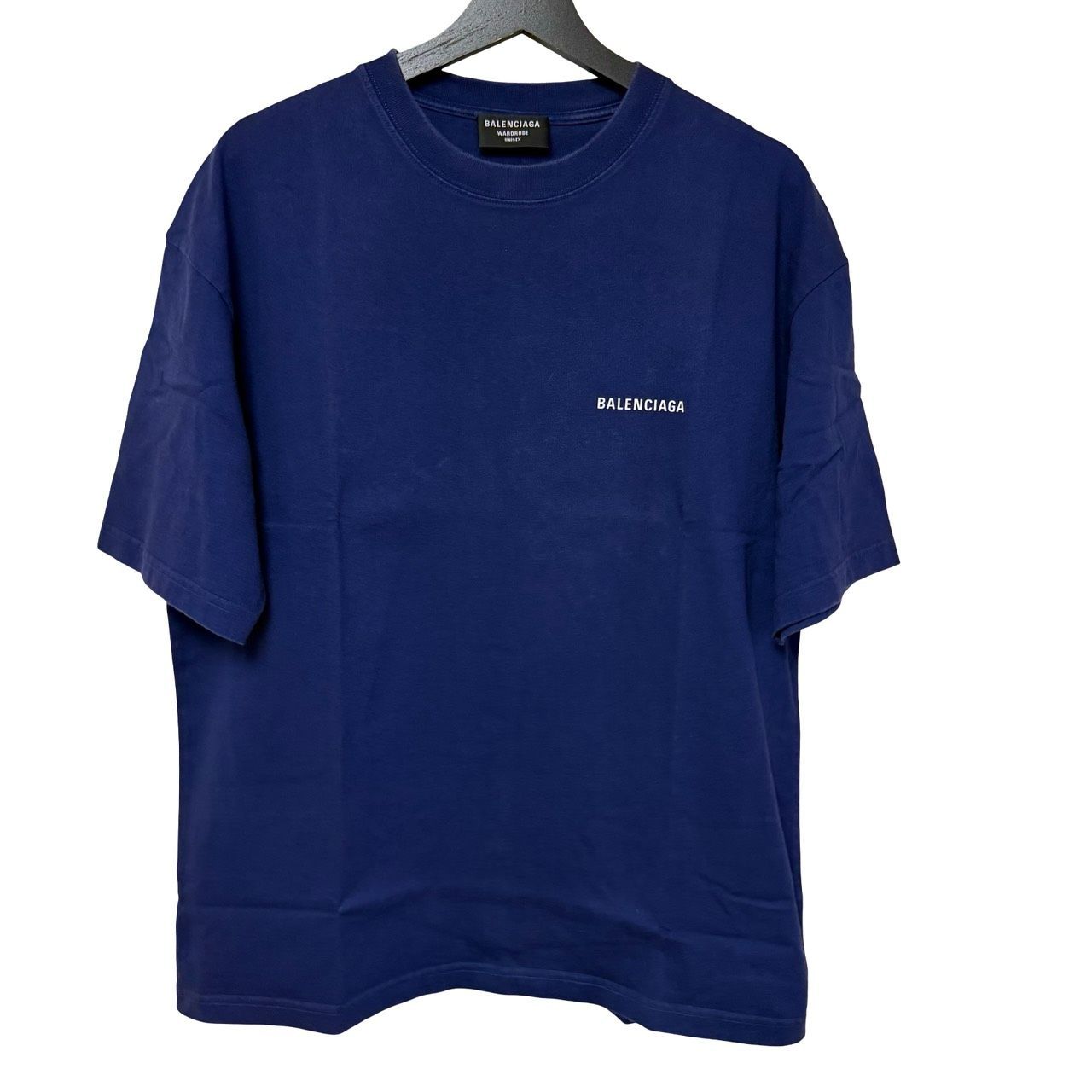 BALENCIAGA バレンシアガ バックロゴ Tシャツ 青 ブルー Mサイズ【C463 