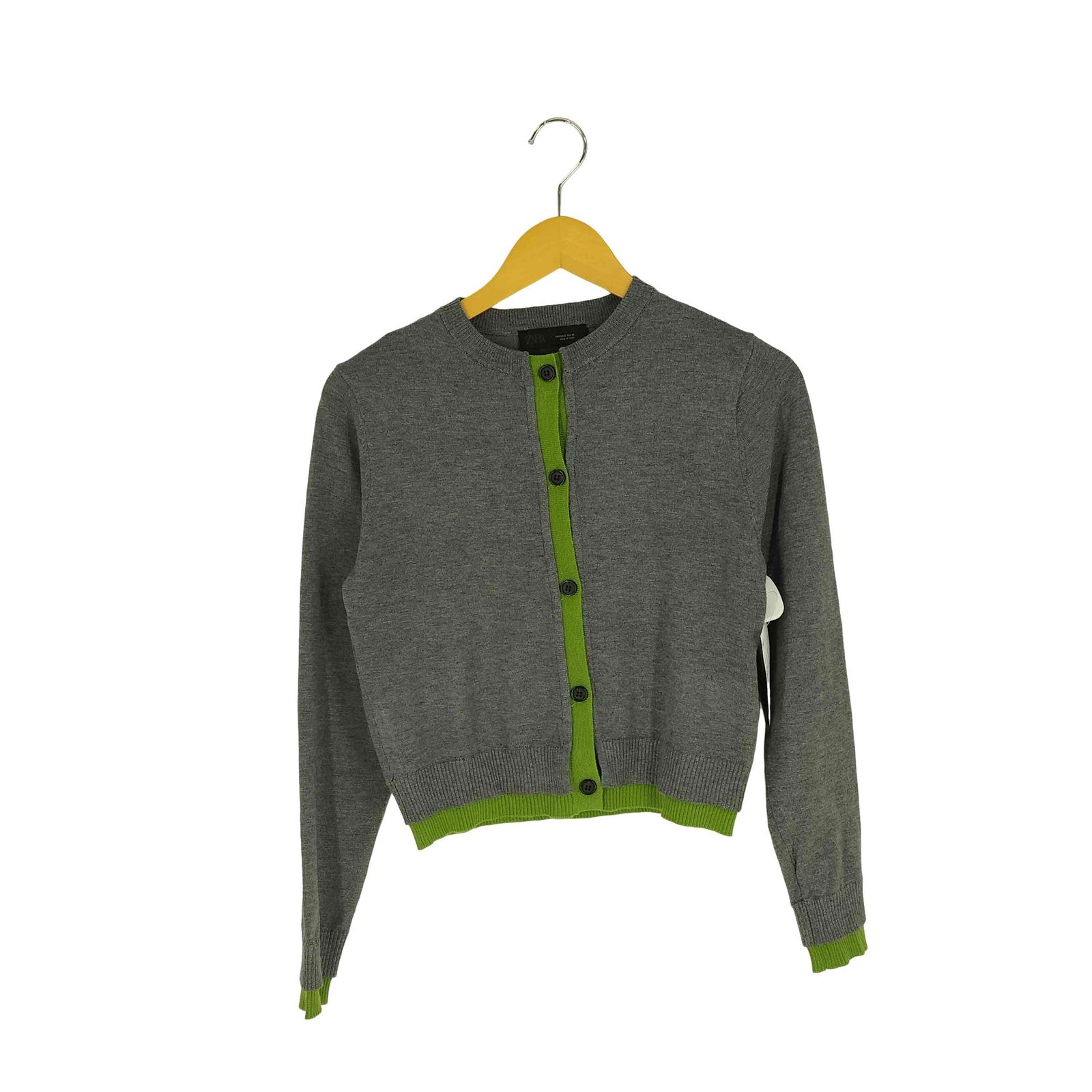 ザラ ZARA コントラストニットカーディガン レディース import：S
