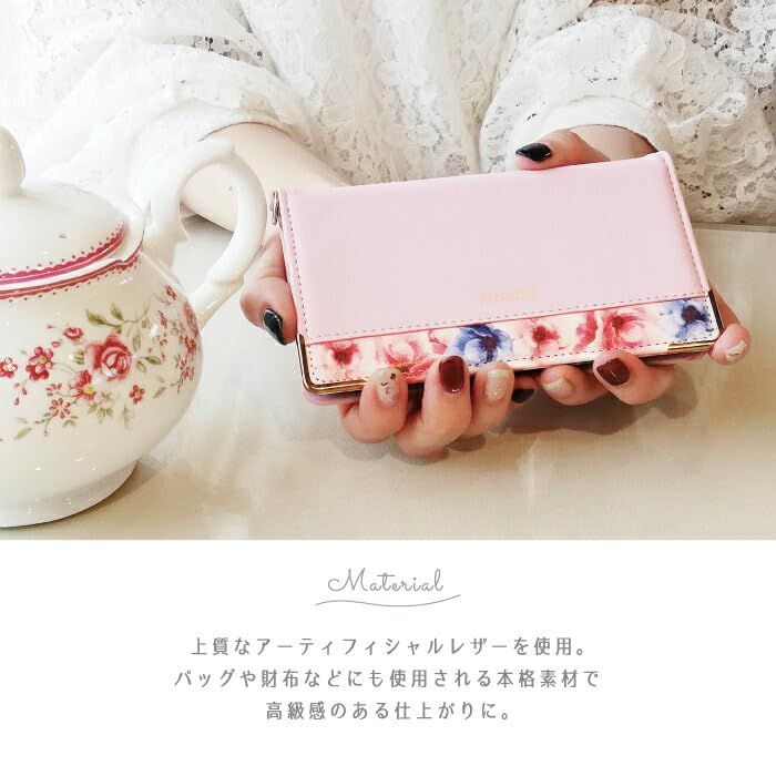 Elegante Elegante公式 Flower Google Pixel 9a 用 ケース 手帳型 スマホケース 手帳 携帯ケース 花柄 ストラップ カード 収納 マグネット かわいい おしゃれ 手帳型ケース グーグルピクセル9a ケース 用 ピンク  Official Grayish Flower Google Pixel 10 Pro