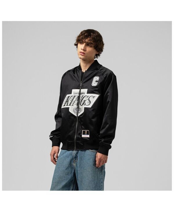 ミッチェルネス メンズ アウター ジャケット・ブルゾン サテン ジャケット Mitchell Ness Mens and Womens Wayne Gretzky Black Los Angeles Kings Maxed Out FullZip Satin