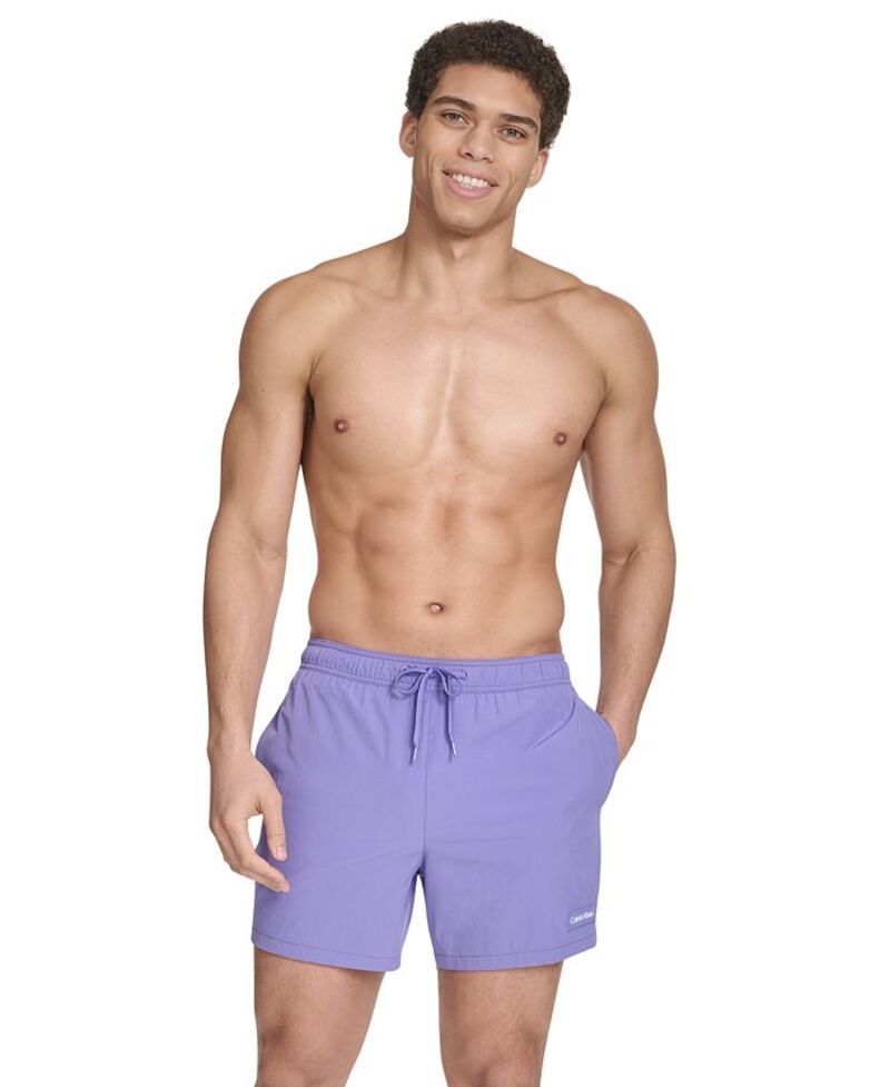カルバンクライン メンズ 水着 ハーフパンツ・ショーツ Calvin Klein Mens Core Euro RegularFit QuickDry 5 Swim Trunks with Compression Short Liner Periwinkle