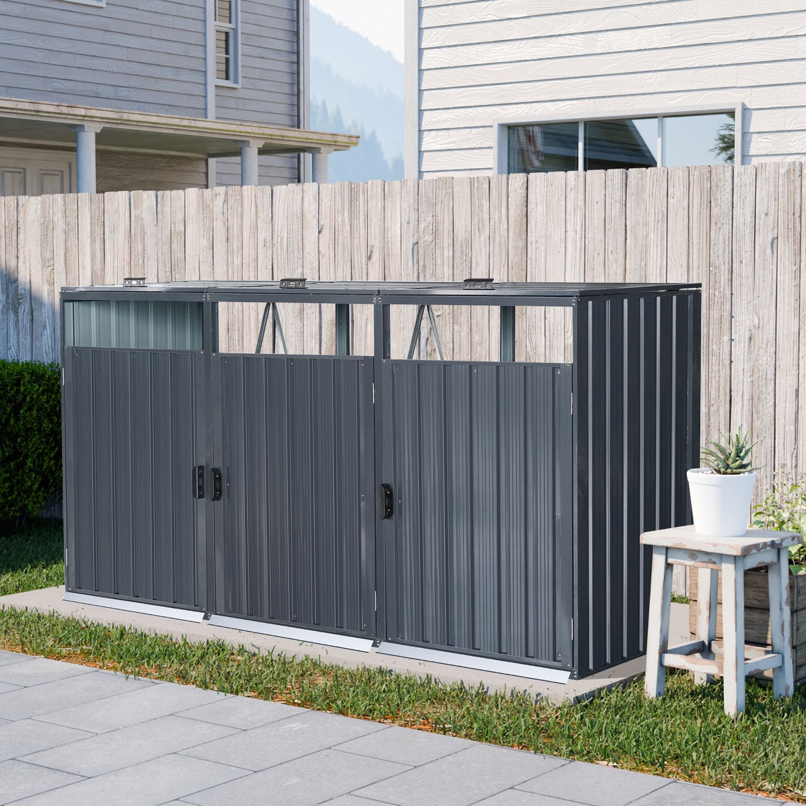 物置 屋外 DIY・工具 大型 全新品 ゴミ収納庫 物置き 戸外収納庫 ゴミストッカー スチール 3分別 ゴミステーション 防さび 防水 施錠可能 ガーデニング 庭 14,946円