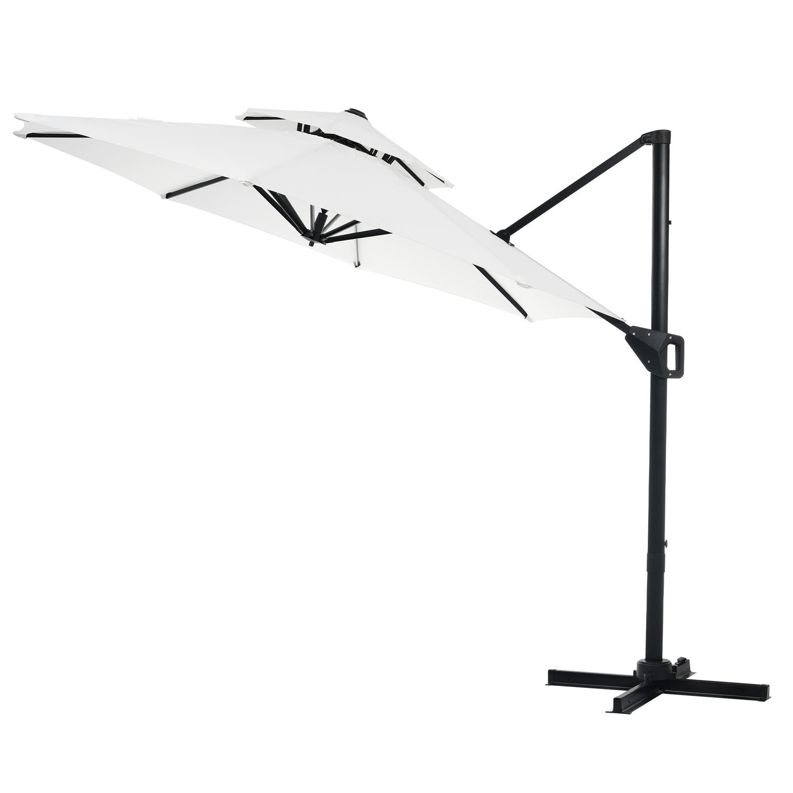 ブラウン・荷葉辺デザイン・直径220cm ・ベース付き】パラソル＋ベース