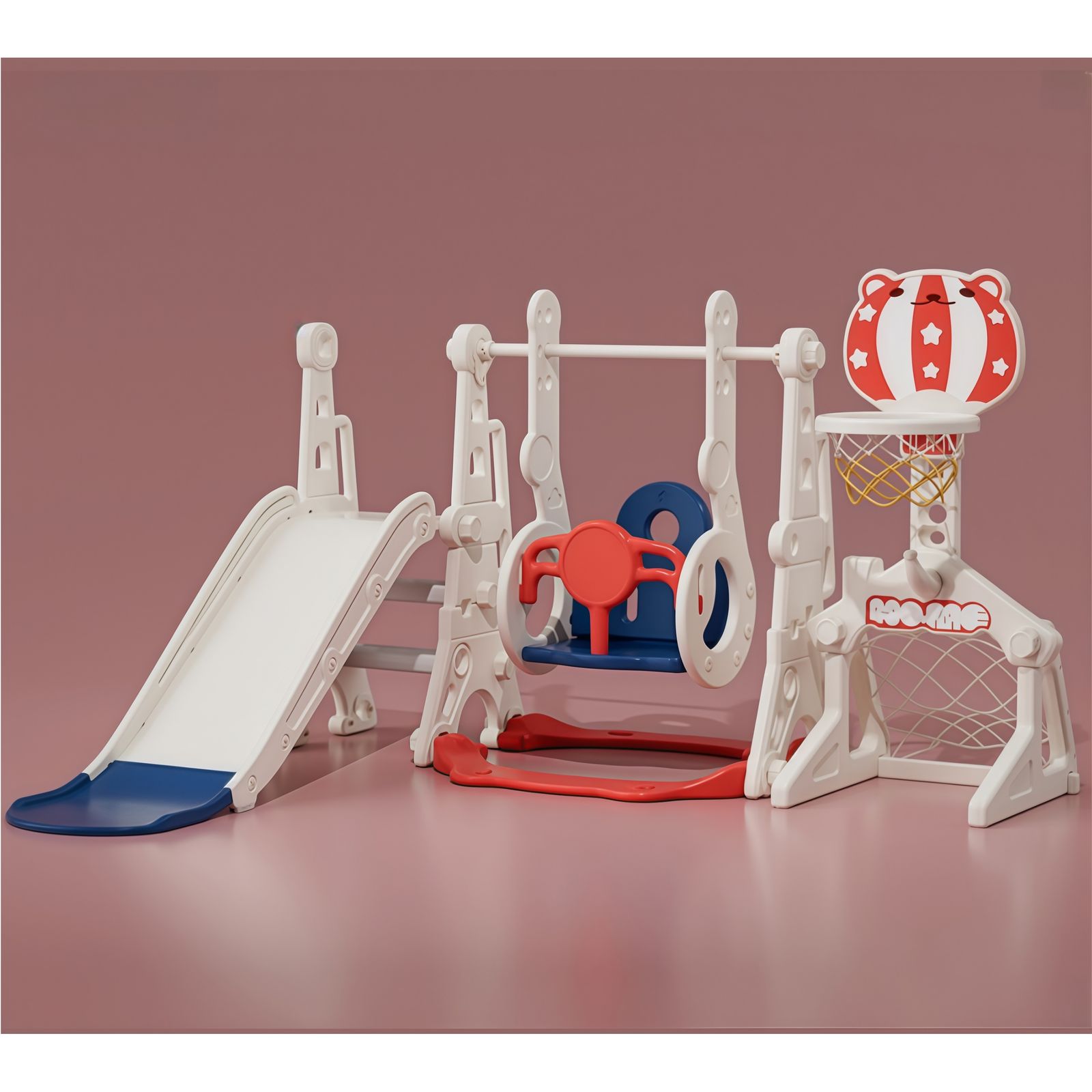 全新品 滑り台 すべり台 幼児用 滑り台とブランコセット バスケットゴール サッカーゴール ボールゴール ブランコ三段階調整可 遊具 室内遊具 屋内 家庭用 大型遊具 プレゼント 耐荷重40kg 1年保証付き