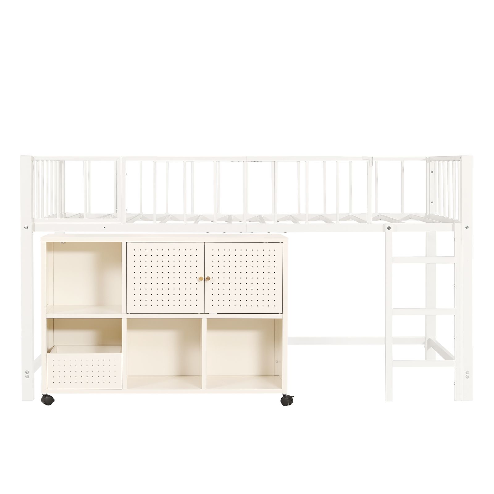 全新品 【2梱包】ロフトベッド+金属製キャビネット システムベッド