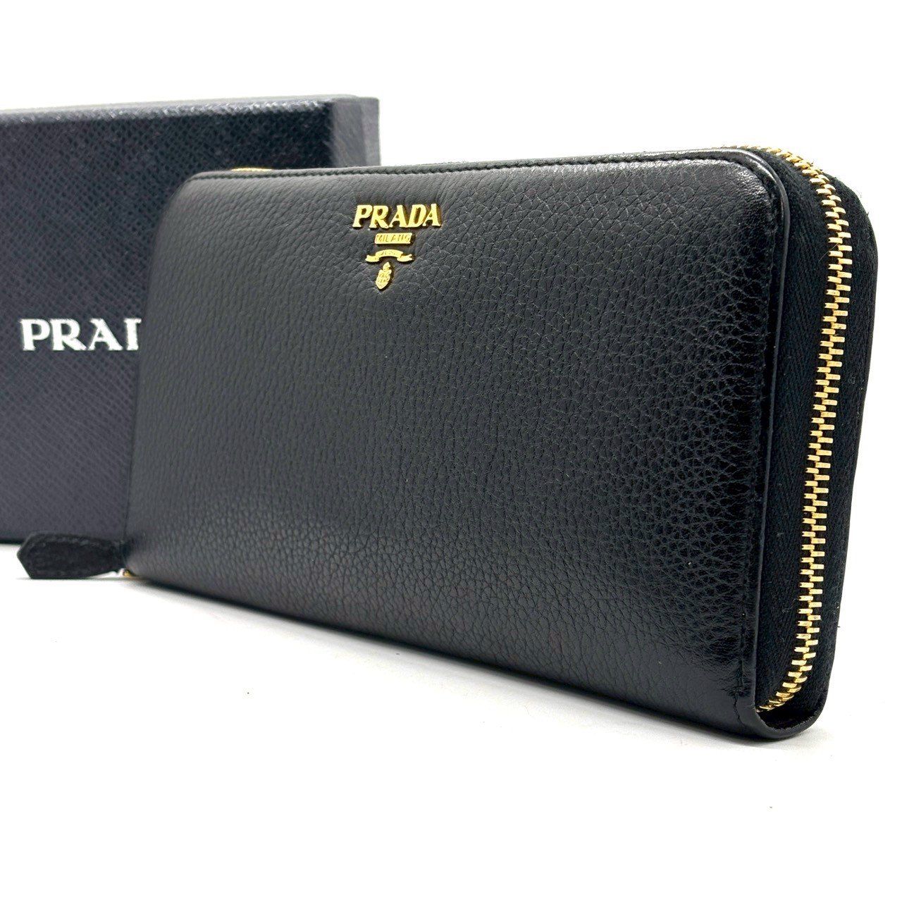 黒金の格上感】 PRADA 長財布 ラウンドファスナー ヴィッテロムーヴ