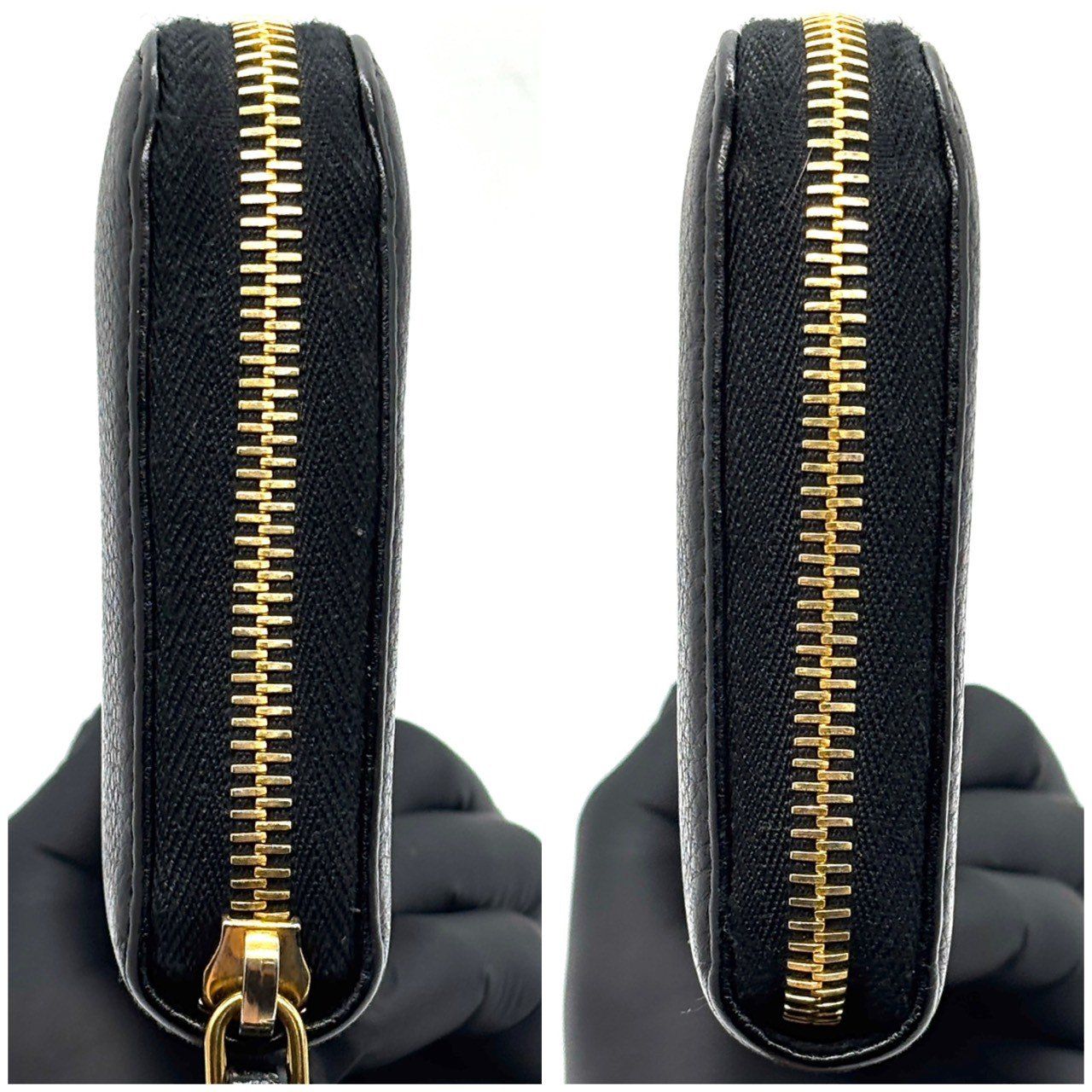 【美品】PRADA ヴィッテロムーヴ　ラウンドファスナー　ゴールド金具　ブルー 黒金の格上感】 PRADA 長財布 ラウンドファスナー ヴィッテロムーヴ