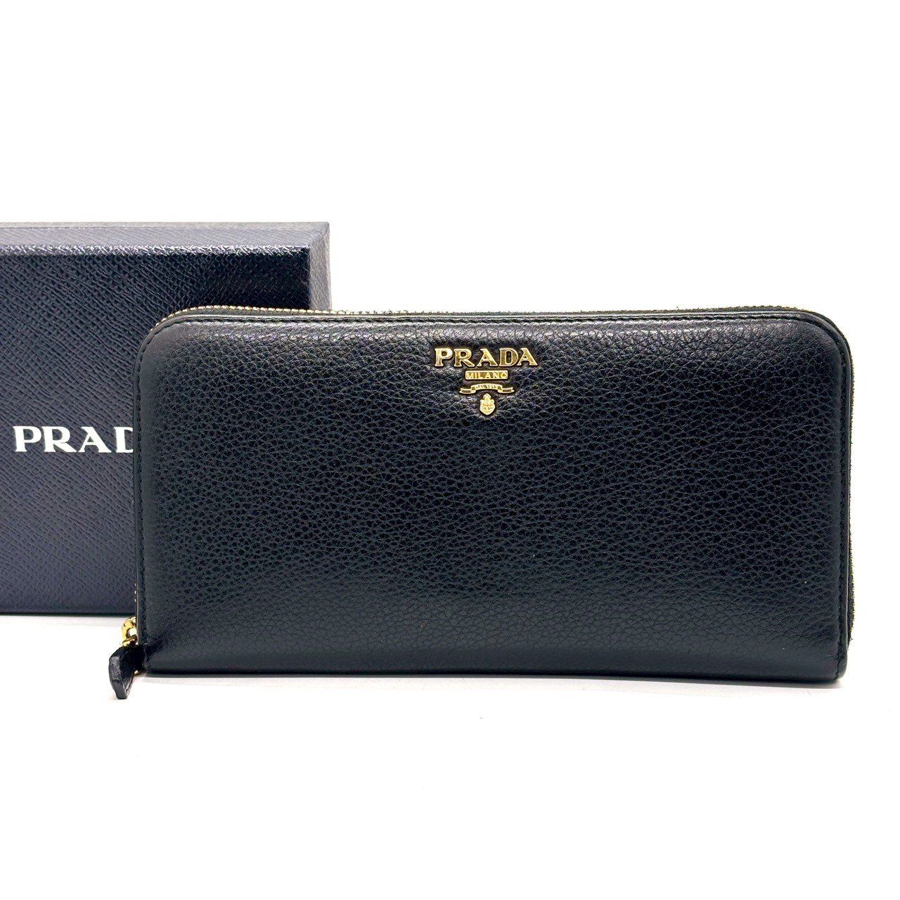 黒金の格上感】 PRADA 長財布 ラウンドファスナー ヴィッテロムーヴ