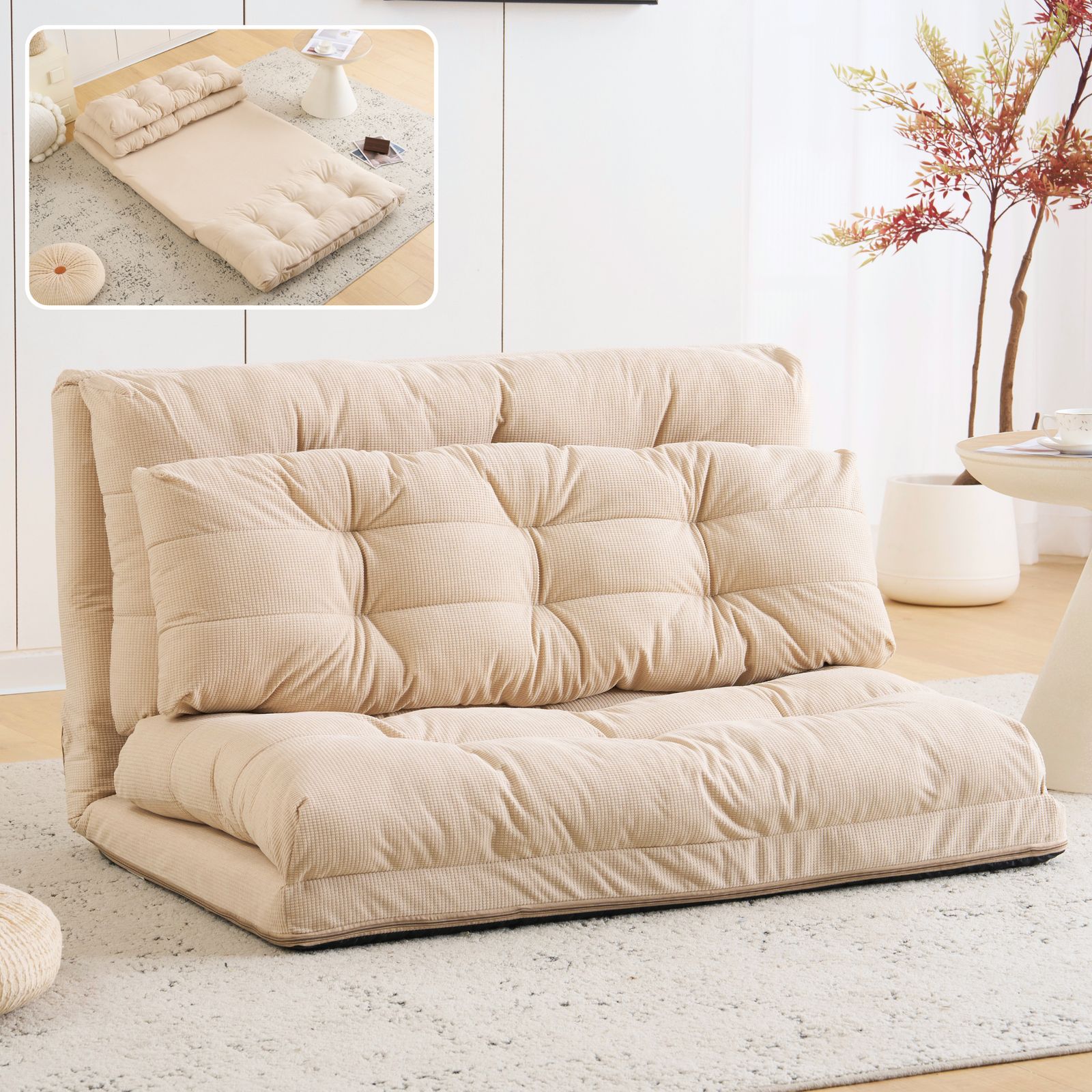 ソファーベッド ソファベッド ローソファー 2人掛け マルチに使える3Y 幅108cm 6段階リクライニング クッション付き 座椅子 1人掛け ソファ 折りたたみ 折り畳み コンパクト 折りたたみベッド 圧力分散