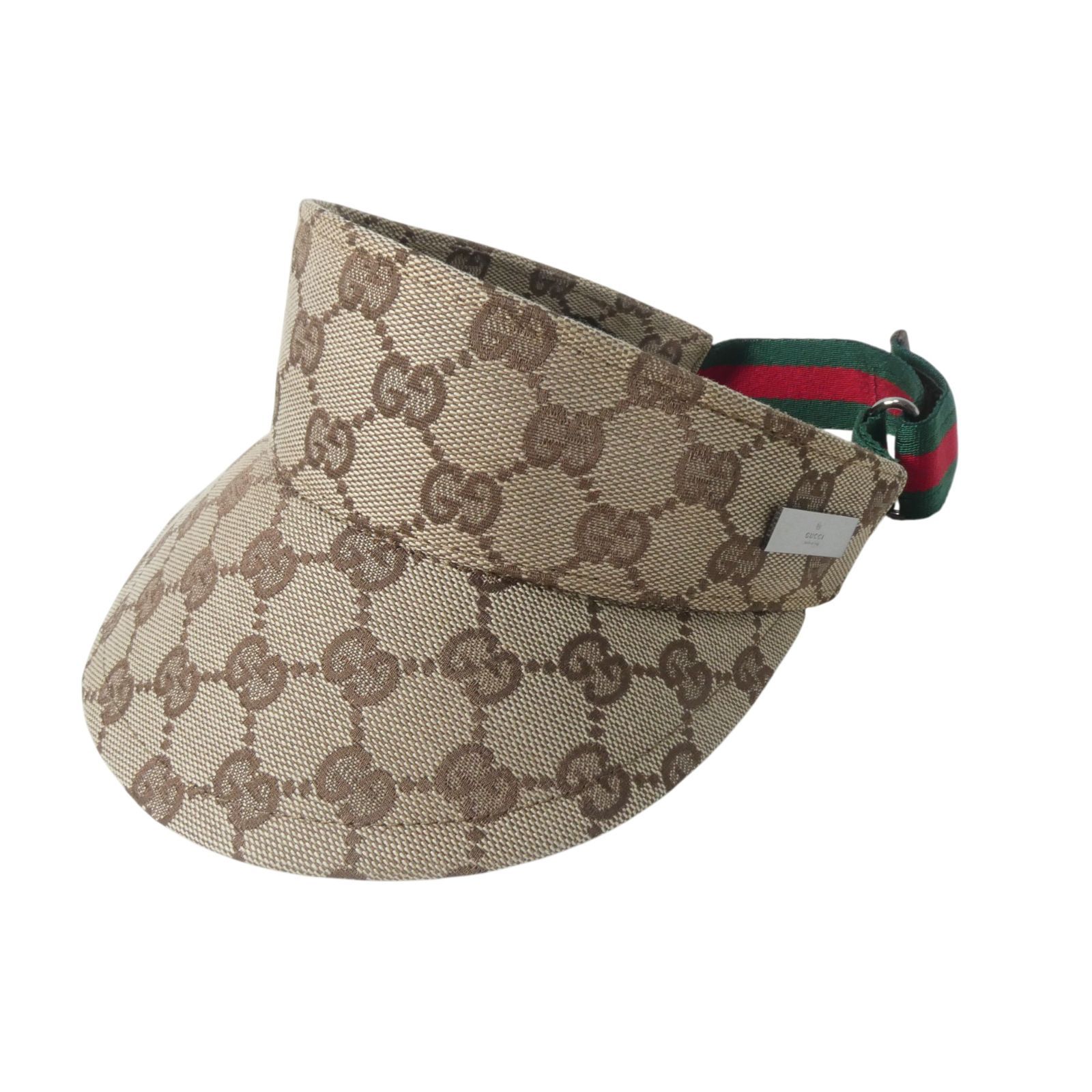 【美品】GUCCI グッチ サンバイザー GGキャンバス Lサイズ シェリー 極美品 グッチ GUCCI GG柄 シェリーライン サンバイザー ヘッドウェア