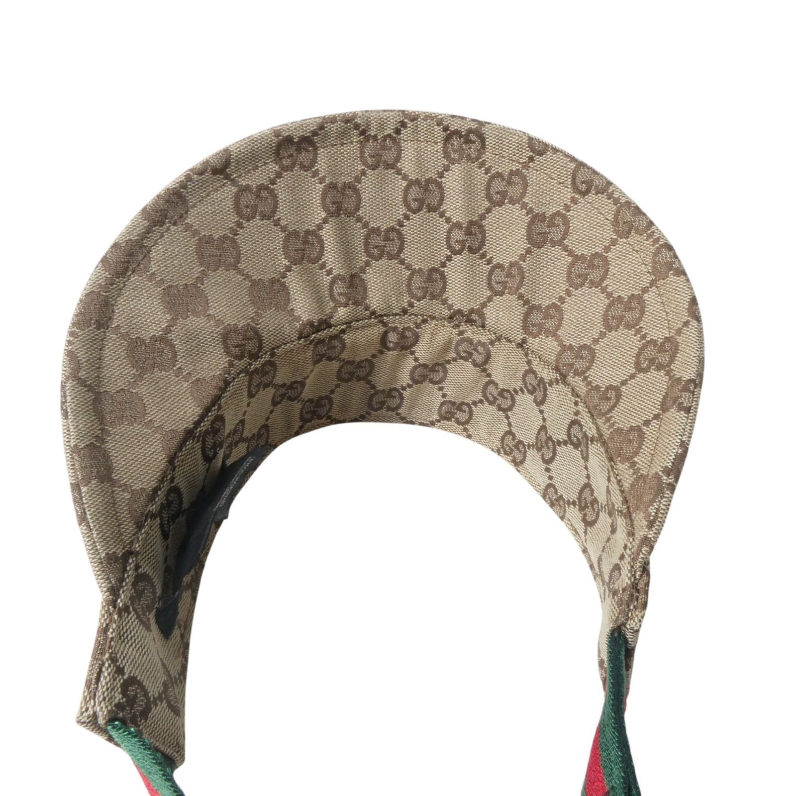 【美品】GUCCI グッチ サンバイザー GGキャンバス Lサイズ シェリー 極美品 グッチ GUCCI GG柄 シェリーライン サンバイザー ヘッドウェア