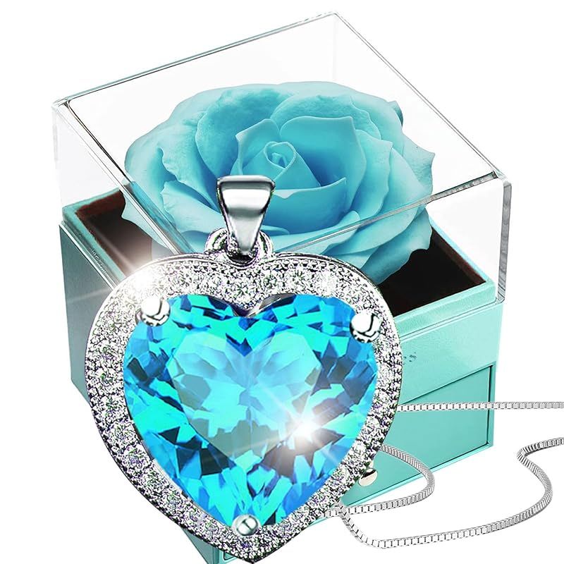 【新品】 [Laluna] ネックレス プレゼント ボックス ギフト ボックス ジュエリー ボックス アクセサリー バラ 青 薔薇 枯れないお花 ソープフラワー 石鹸花 造花 ジュエリー ケース 結婚記念日 妻 女性 彼女 誕生日 結婚祝い 引越し祝い 母 0 6,433円