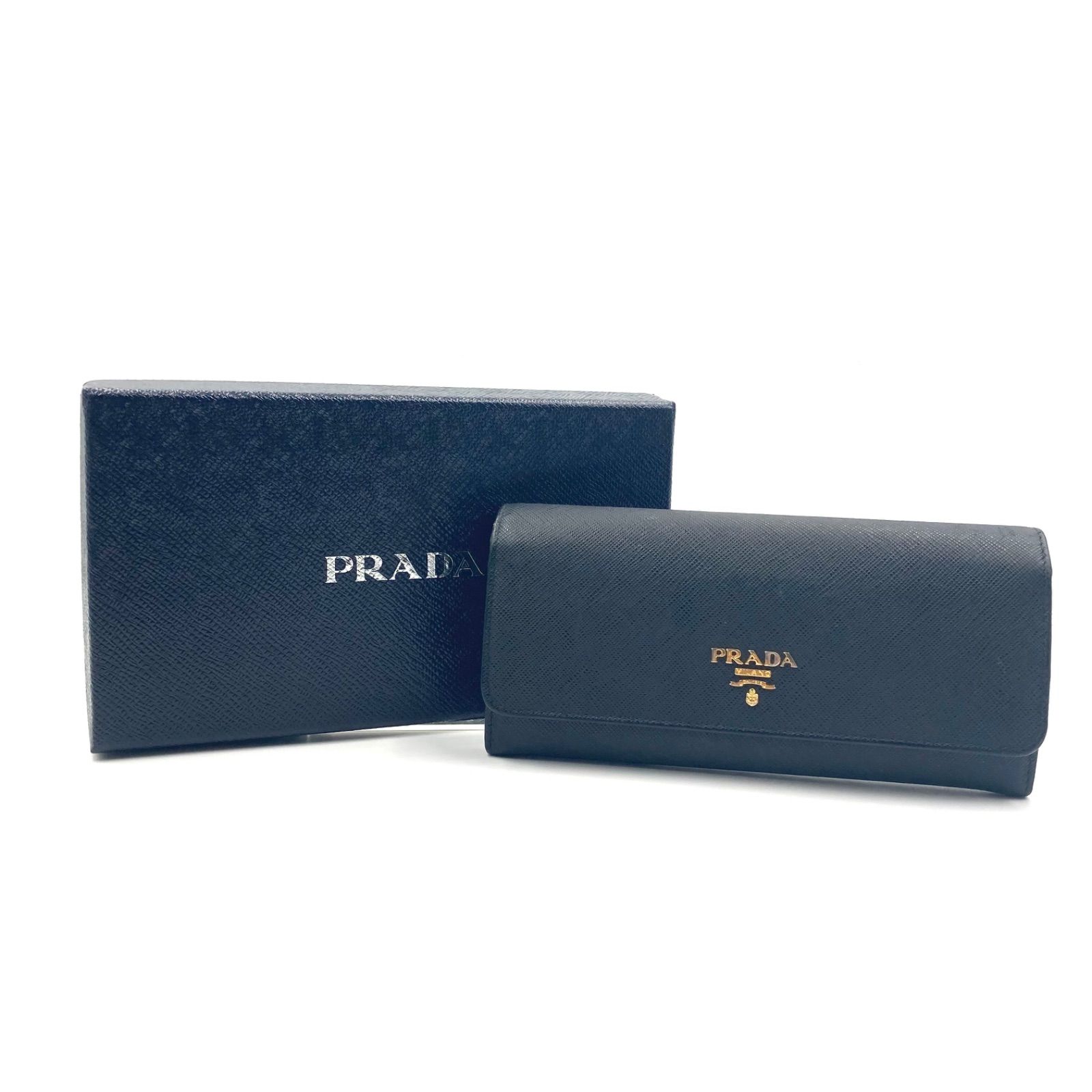 極美品 プラダ PRADA 三角ロゴ Wホックファスナー付き プラダ 長財布 