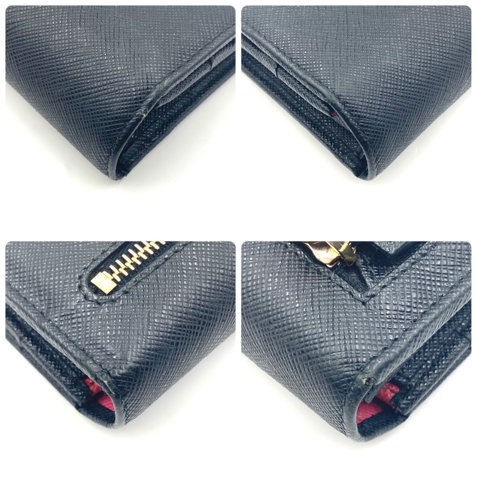 極美品 プラダ PRADA 三角ロゴ Wホックファスナー付き プラダ 長財布 