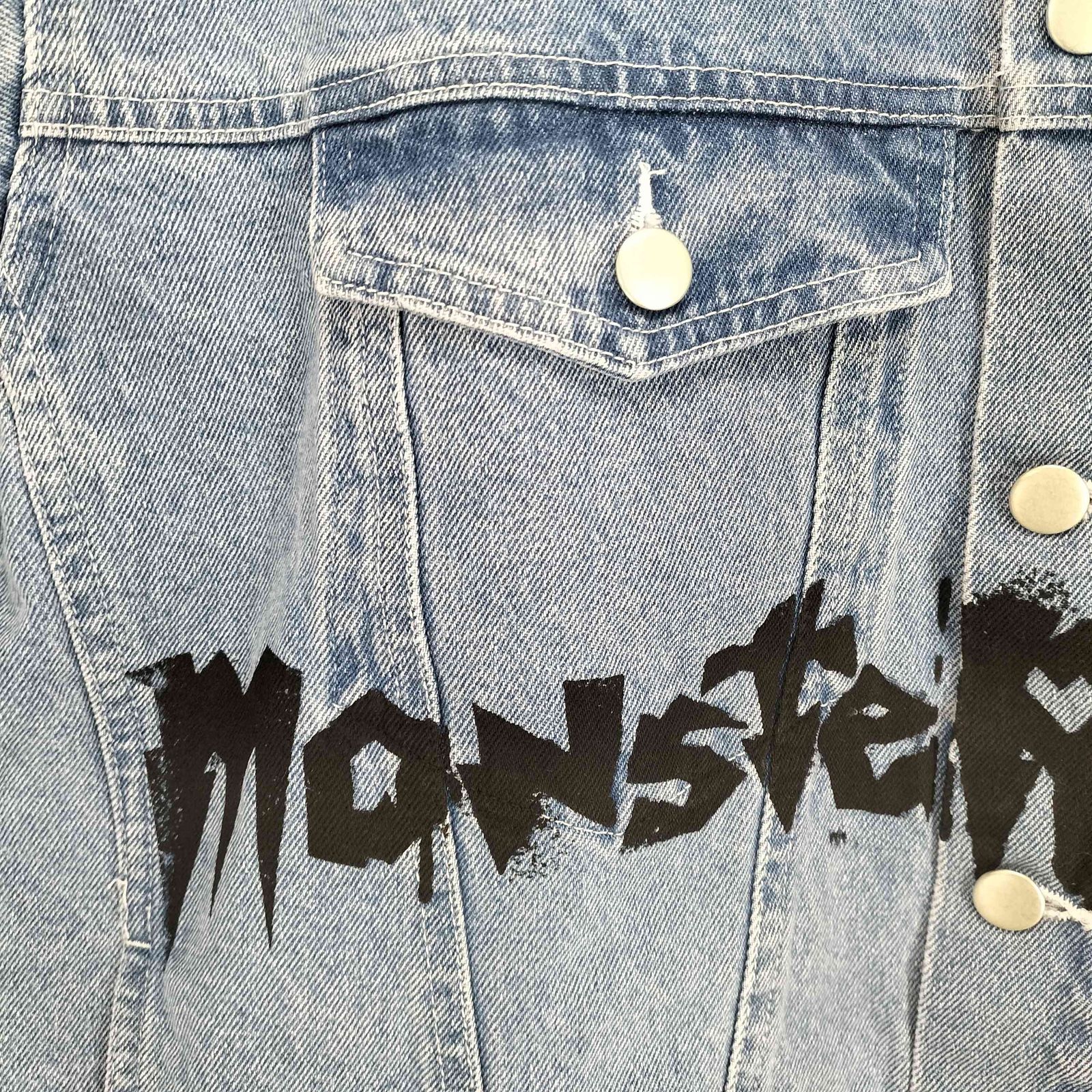 ユーズドフルギ USED古着 MONSTER 両面プリント デニムジャケット