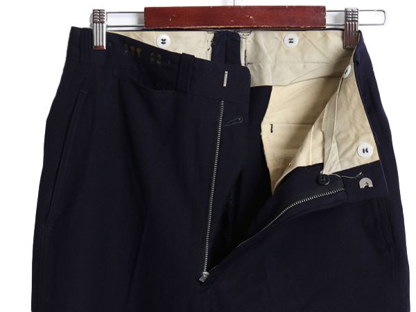 パンツ 60s ☆ ノータック ウール ギャバジン スラックス パンツ 実寸