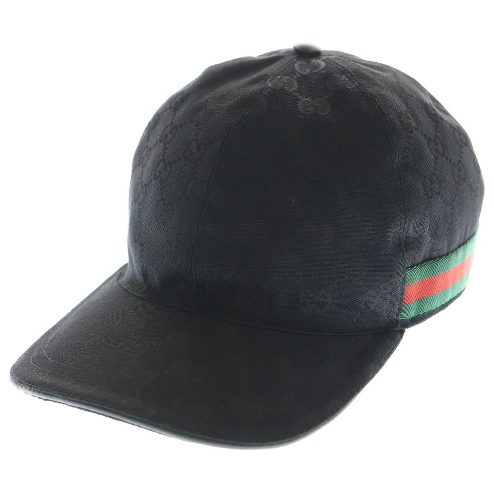 GUCCI (グッチ) GGキャンバス シェリーライン キャップ 帽子 ブラック 