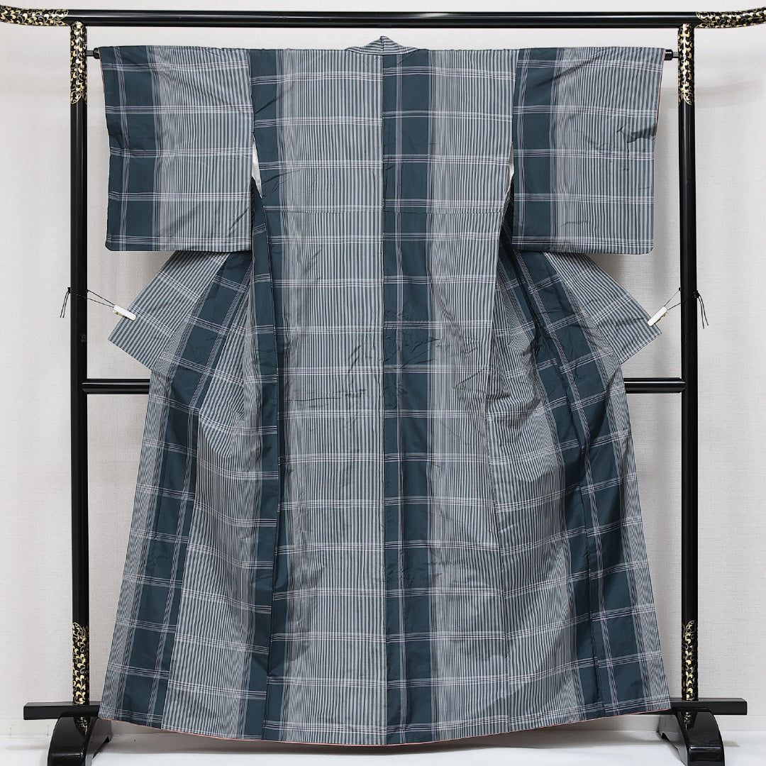 紬（大島紬） 袷 身丈163cm 裄丈65cm 正絹 Sランク Lサイズ 広衿 イン