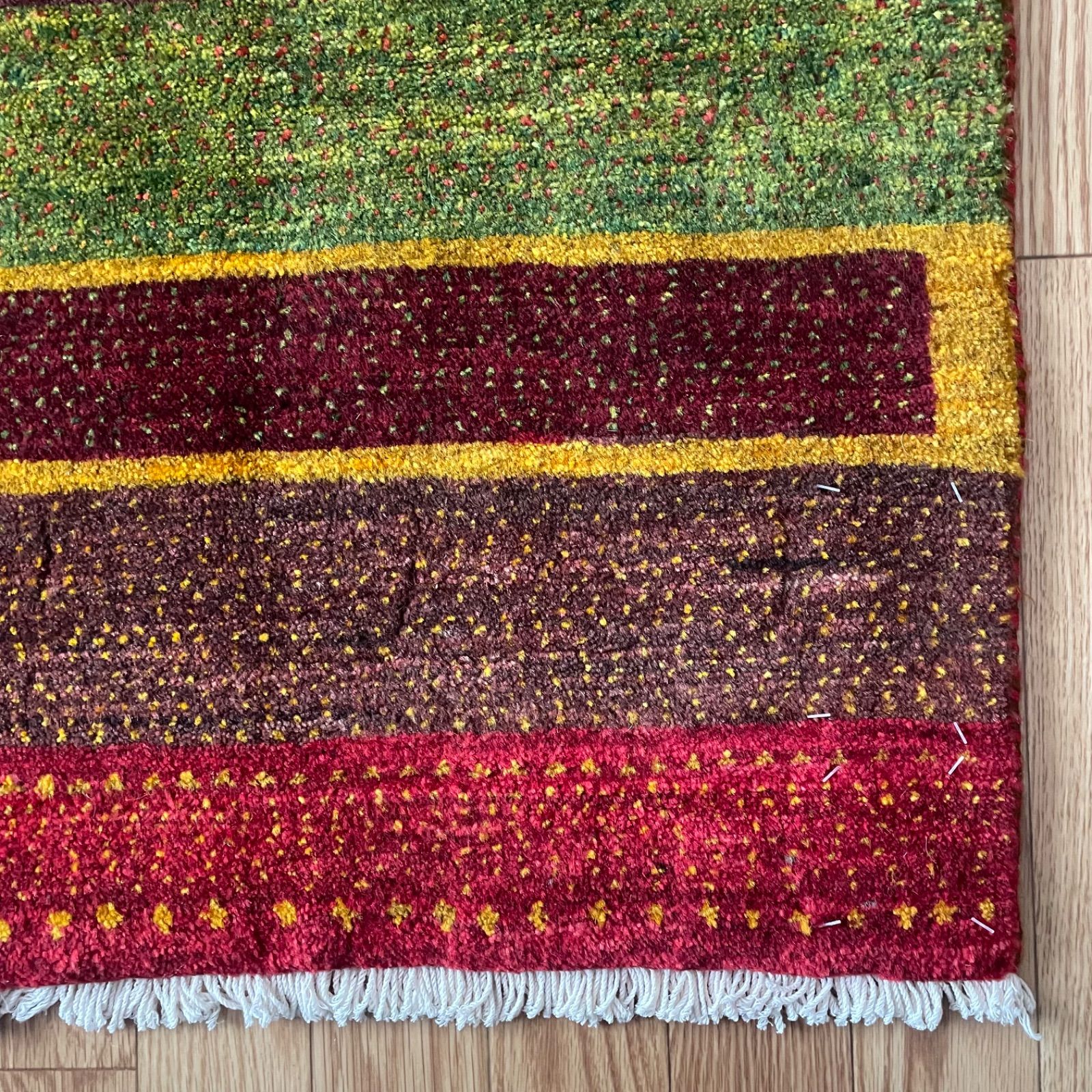 ペルシャ 本物 手織り ギャッベ ロリバフ 玄関マット サイズ 63×80cm
