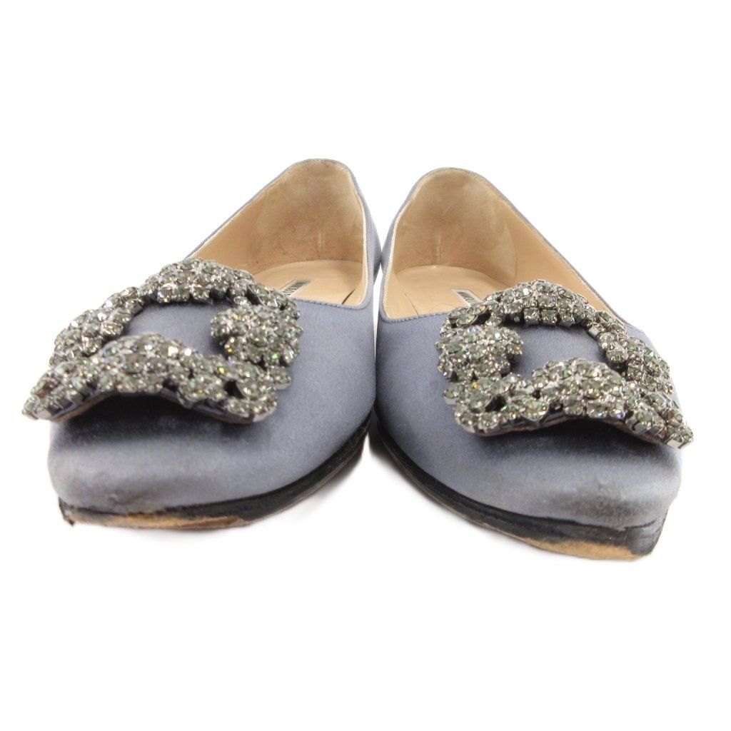 マノロブラニク MANOLO BLAHNIK パンプス ビジューバックル サテン生地