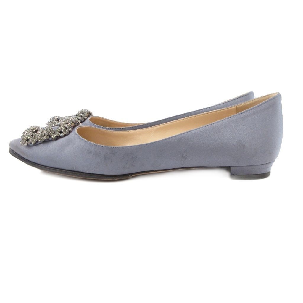 マノロブラニク MANOLO BLAHNIK パンプス ビジューバックル サテン生地