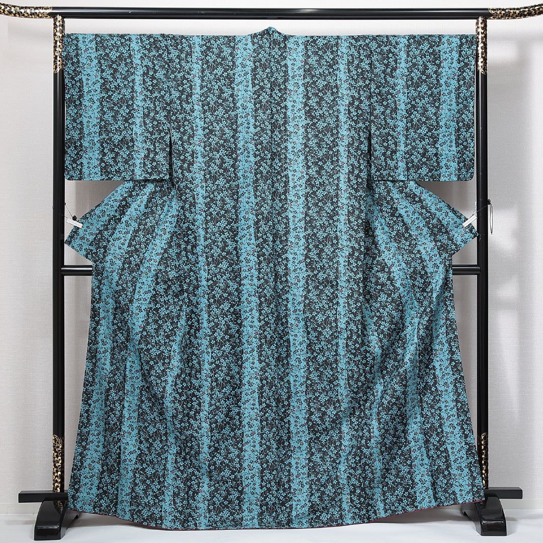 新古品 小紋 洗える着物 袷 身丈165cm 裄丈67cm ポリエステル Nランク