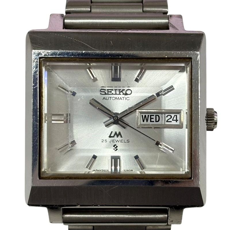  SEIKO セイコー 5アクタス 5606-5080 腕時計メンズ 自動巻き シルバー文字盤 動作品 22602K370 アウトドア風 自動巻き時計 腕時計(アナログ)