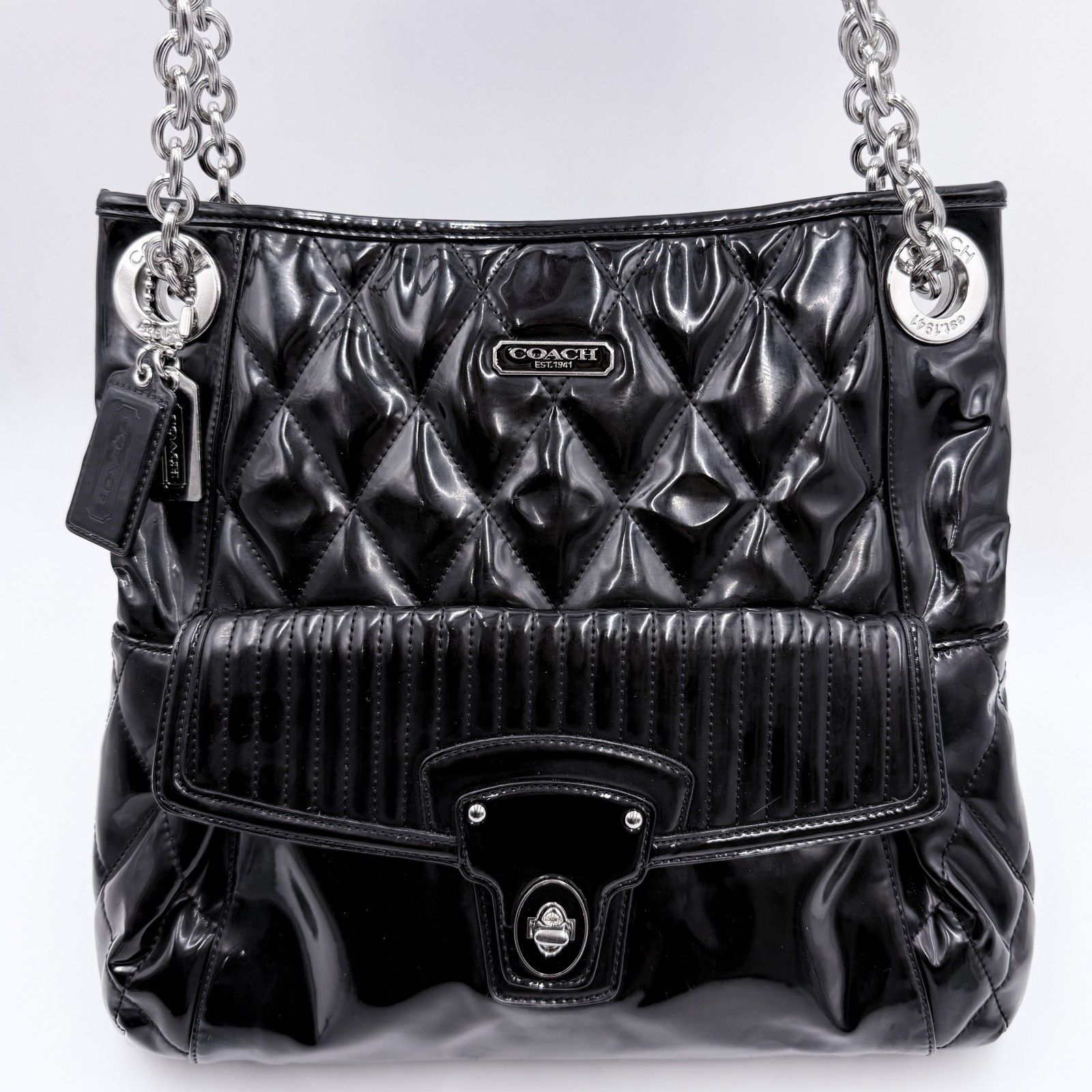 COACH/コーチ ポピー パテントレザー ショルダーバッグ 斜め掛け 