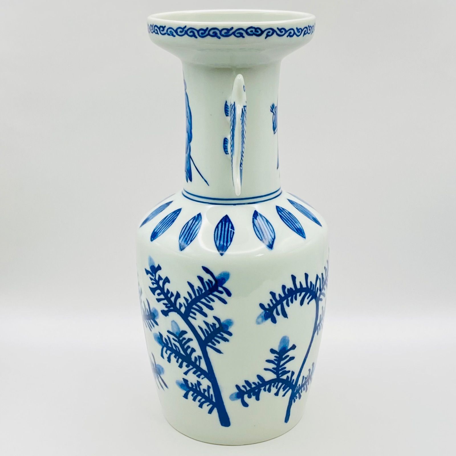 高砂花入 染付 西尾瑞豊 共箱入 茶道具 花器 華道具 花瓶 伝統工芸品