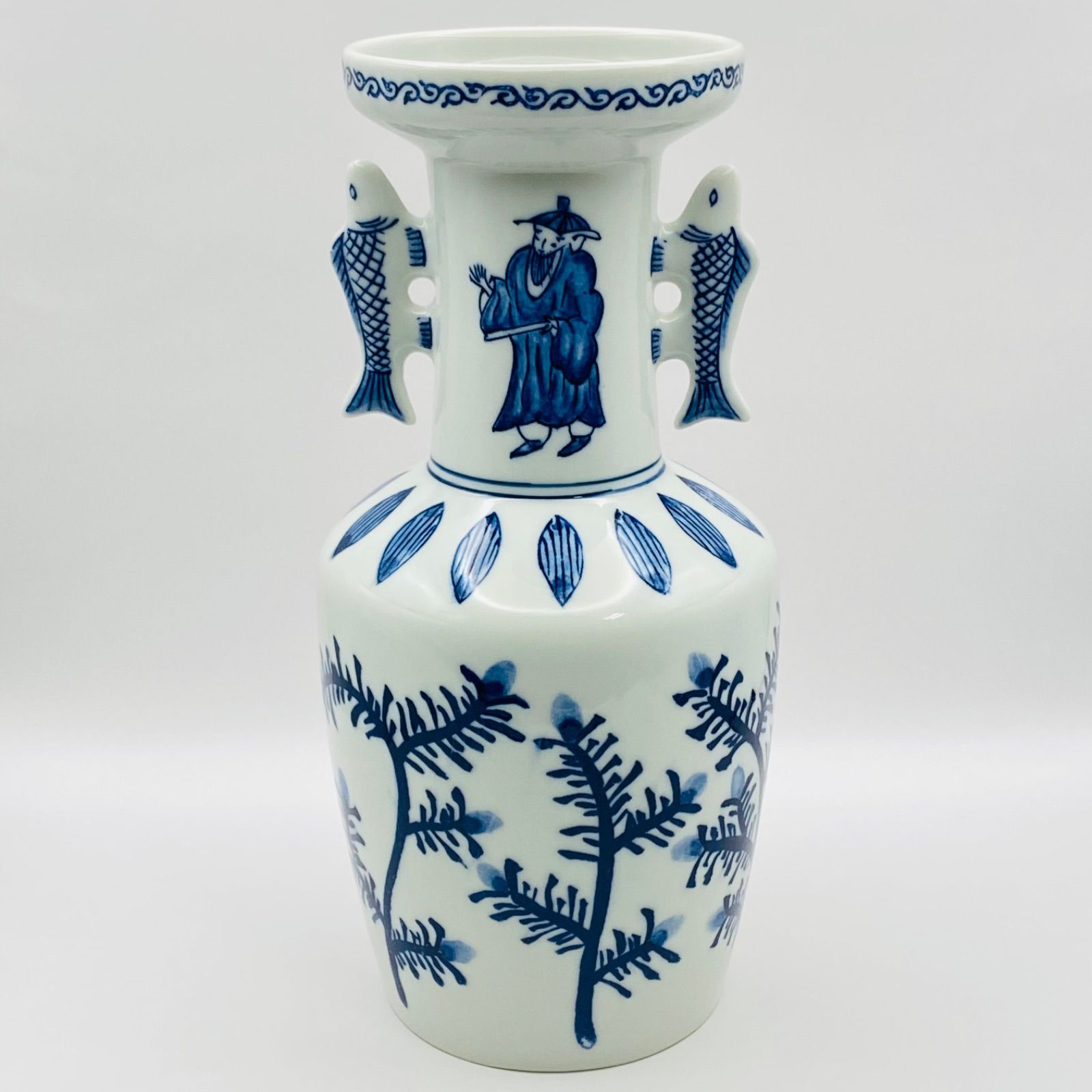 高砂花入 染付 西尾瑞豊 共箱入 茶道具 花器 華道具 花瓶 伝統工芸品