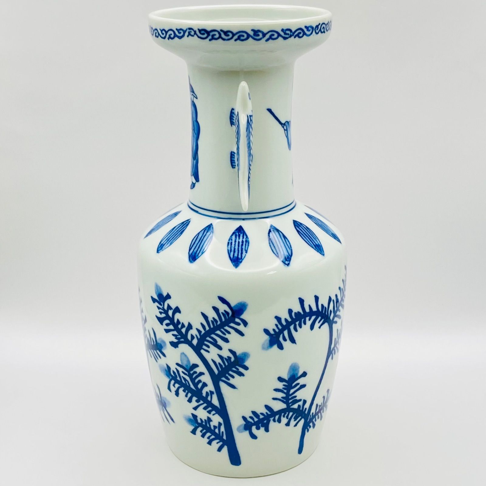 高砂花入 染付 西尾瑞豊 共箱入 茶道具 花器 華道具 花瓶 伝統工芸品